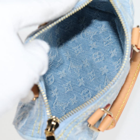 LOUIS VUITTON Monogram Denim Nano Speedy Hand Bag Blue M11212 LV Auth 125482SM