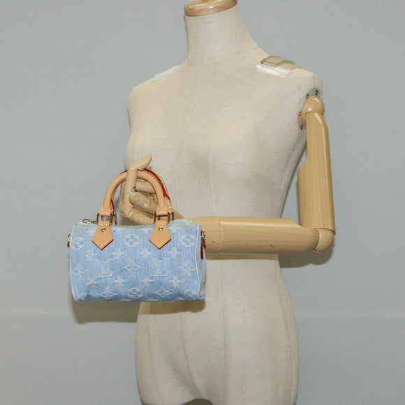 LOUIS VUITTON Monogram Denim Nano Speedy Hand Bag Blue M11212 LV Auth 125482SM