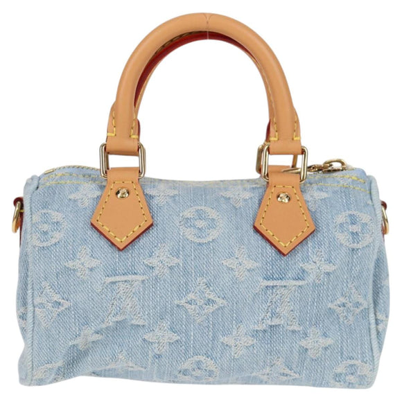 LOUIS VUITTON Monogram Denim Nano Speedy Hand Bag Blue M11212 LV Auth 125482SM