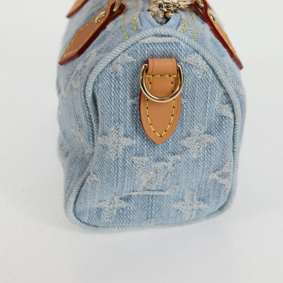 LOUIS VUITTON Monogram Denim Nano Speedy Hand Bag Blue M11212 LV Auth 125482SM