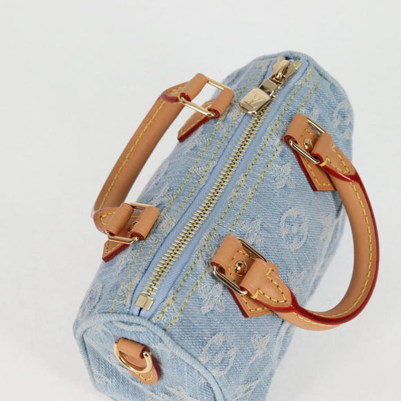LOUIS VUITTON Monogram Denim Nano Speedy Hand Bag Blue M11212 LV Auth 125482SM