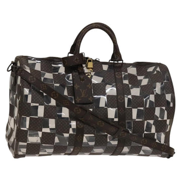 LOUIS VUITTON Monogram chess Keepall Bandouliere 50 Boston M20864 LV Auth 125489