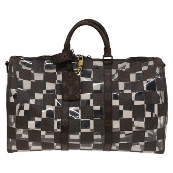 LOUIS VUITTON Monogram chess Keepall Bandouliere 50 Boston M20864 LV Auth 125489