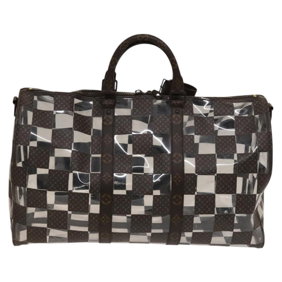 LOUIS VUITTON Monogram chess Keepall Bandouliere 50 Boston M20864 LV Auth 125489