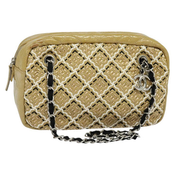 CHANEL Chain Shoulder Bag Enamel Beige CC Auth 125492