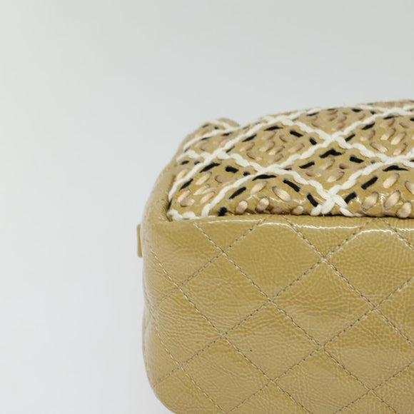 CHANEL Chain Shoulder Bag Enamel Beige CC Auth 125492