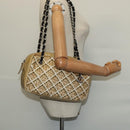 CHANEL Chain Shoulder Bag Enamel Beige CC Auth 125492-21