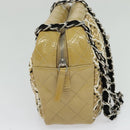 CHANEL Chain Shoulder Bag Enamel Beige CC Auth 125492-3
