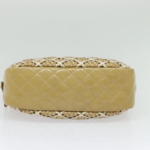 CHANEL Chain Shoulder Bag Enamel Beige CC Auth 125492