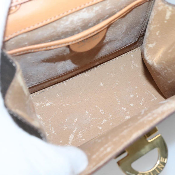 CELINE Macadam Canvas Hand Bag PVC Leather 2way Brown Gold Auth 125507