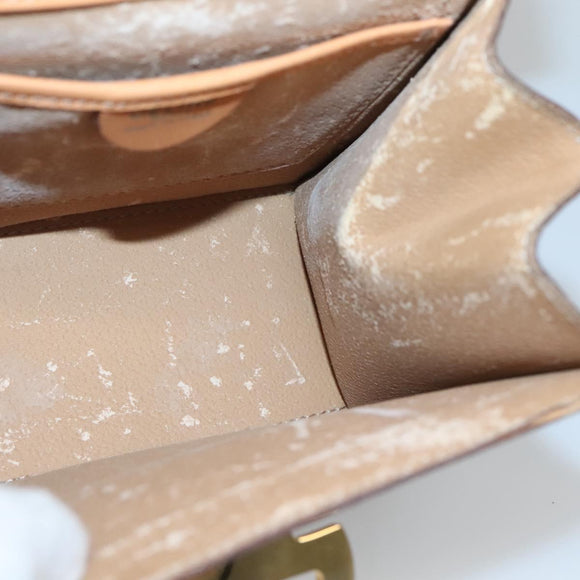 CELINE Macadam Canvas Hand Bag PVC Leather 2way Brown Gold Auth 125507