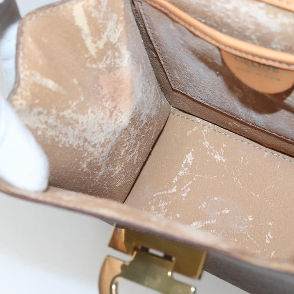 CELINE Macadam Canvas Hand Bag PVC Leather 2way Brown Gold Auth 125507