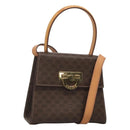 CELINE Macadam Canvas Hand Bag PVC Leather 2way Brown Gold Auth 125507-1