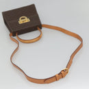 CELINE Macadam Canvas Hand Bag PVC Leather 2way Brown Gold Auth 125507-9