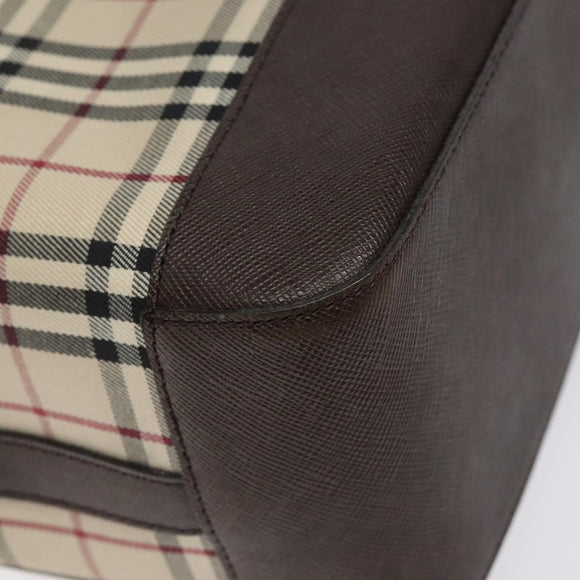 BURBERRY Nova Check Tote Bag Canvas Beige Silver Auth 125511