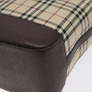 BURBERRY Nova Check Tote Bag Canvas Beige Silver Auth 125511-15