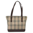 BURBERRY Nova Check Tote Bag Canvas Beige Silver Auth 125511-2