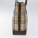 BURBERRY Nova Check Tote Bag Canvas Beige Silver Auth 125511-4