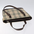 BURBERRY Nova Check Tote Bag Canvas Beige Silver Auth 125511-6
