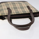 BURBERRY Nova Check Tote Bag Canvas Beige Silver Auth 125511-7