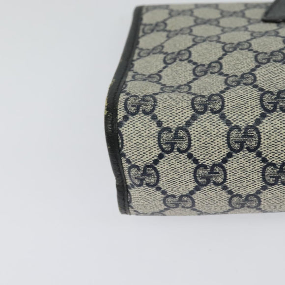 GUCCI GG Supreme Sherry Line Clutch Bag PVC Navy Gold 89 01 030 Auth 125515