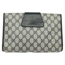 GUCCI GG Supreme Sherry Line Clutch Bag PVC Navy Gold 89 01 030 Auth 125515-2