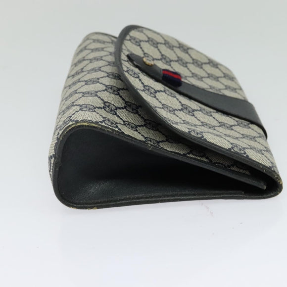 GUCCI GG Supreme Sherry Line Clutch Bag PVC Navy Gold 89 01 030 Auth 125515