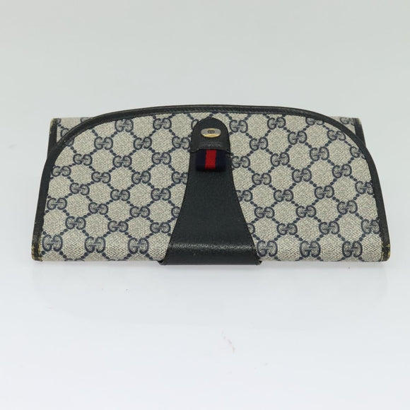 GUCCI GG Supreme Sherry Line Clutch Bag PVC Navy Gold 89 01 030 Auth 125515