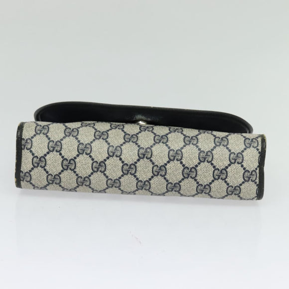 GUCCI GG Supreme Sherry Line Clutch Bag PVC Navy Gold 89 01 030 Auth 125515