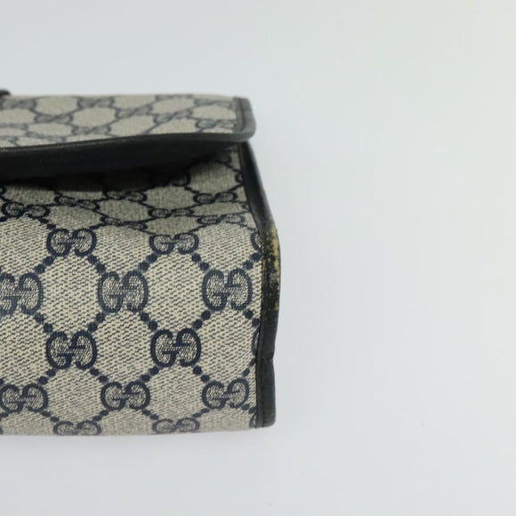 GUCCI GG Supreme Sherry Line Clutch Bag PVC Navy Gold 89 01 030 Auth 125515