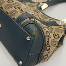 GUCCI Horsebit Hand Bag Canvas Beige Gold 145761 Auth 125532-14