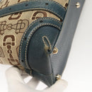 GUCCI Horsebit Hand Bag Canvas Beige Gold 145761 Auth 125532-15