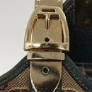 GUCCI Horsebit Hand Bag Canvas Beige Gold 145761 Auth 125532-10