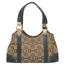 GUCCI Horsebit Hand Bag Canvas Beige Gold 145761 Auth 125532-13
