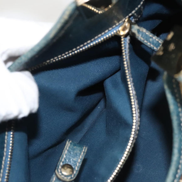 GUCCI Horsebit Hand Bag Canvas Beige Gold 145761 Auth 125532