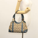 GUCCI Horsebit Hand Bag Canvas Beige Gold 145761 Auth 125532-22