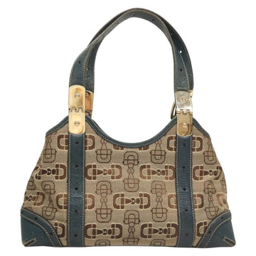 GUCCI Horsebit Hand Bag Canvas Beige Gold 145761 Auth 125532 - 0