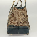 GUCCI Horsebit Hand Bag Canvas Beige Gold 145761 Auth 125532-3