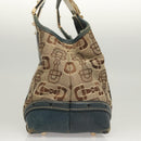 GUCCI Horsebit Hand Bag Canvas Beige Gold 145761 Auth 125532-4