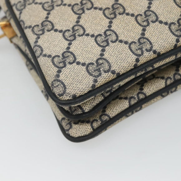 GUCCI GG Supreme Sherry Line Shoulder Bag PVC Navy Gold 49 02 029 Auth 125566