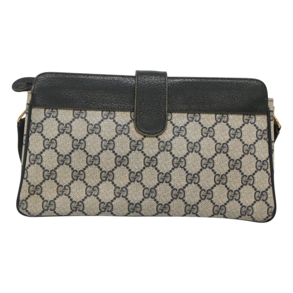 GUCCI GG Supreme Sherry Line Shoulder Bag PVC Navy Gold 49 02 029 Auth 125566