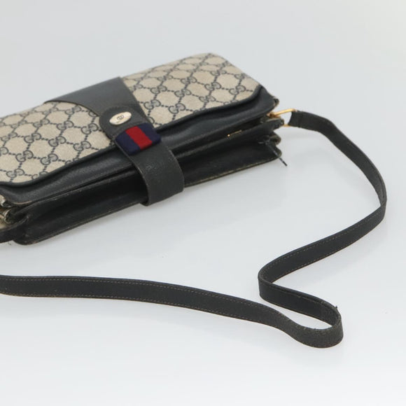 GUCCI GG Supreme Sherry Line Shoulder Bag PVC Navy Gold 49 02 029 Auth 125566