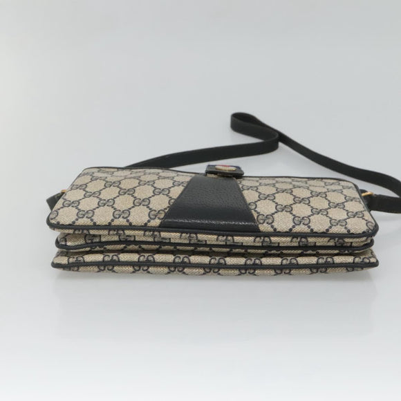 GUCCI GG Supreme Sherry Line Shoulder Bag PVC Navy Gold 49 02 029 Auth 125566