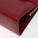Salvatore Ferragamo Chain Shoulder Bag Snakeskin Embossed Red Gold Auth 125568-10