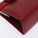 Salvatore Ferragamo Chain Shoulder Bag Snakeskin Embossed Red Gold Auth 125568-11