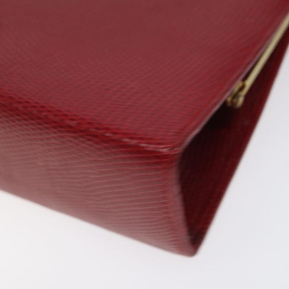 Salvatore Ferragamo Chain Shoulder Bag Snakeskin Embossed Red Gold Auth 125568