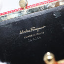 Salvatore Ferragamo Chain Shoulder Bag Snakeskin Embossed Red Gold Auth 125568-16