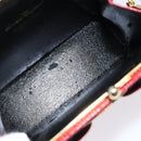 Salvatore Ferragamo Chain Shoulder Bag Snakeskin Embossed Red Gold Auth 125568-17