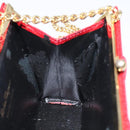 Salvatore Ferragamo Chain Shoulder Bag Snakeskin Embossed Red Gold Auth 125568-18