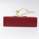 Salvatore Ferragamo Chain Shoulder Bag Snakeskin Embossed Red Gold Auth 125568-9